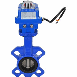 Затвор дисковый поворотный WBV1432N-2W-Fb-H Ду40 Ру16, корпус - чугун GGG50, диск - нержавеющая сталь 316L, уплотнение - NBR, с электроприводом blue QT-N-003EM-1-220VAC-У1