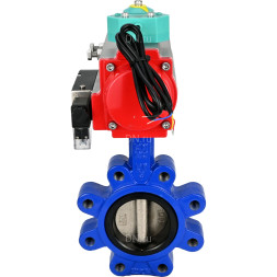 Затвор дисковый поворотный WBV1616E-2W-Fb-H Ду125 Ру16 LUG корпус - чугун QT450, диск - чугун QT450, уплотнение - EPDM, с пневмоприводом PA-DA-105, пневмораспределителем 4M310-08 DC24V и магнитным переключателем ALS200D