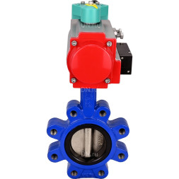 Затвор дисковый поворотный WBV1616E-2W-Fb-H Ду125 Ру16 LUG корпус - чугун QT450, диск - чугун QT450, уплотнение - EPDM, с пневмоприводом PA-DA-105, пневмораспределителем 4M310-08 DC24V и магнитным переключателем ALS200D