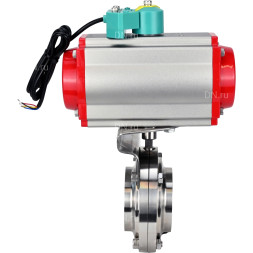 Затвор дисковый поворотный WBV3131S-2W-W-H Ду15 Ру10 под приварку, пищевая нержавеющая сталь 304, уплотнение - Silicon, с пневмоприводом PA-DA-052 и магнитным переключателем ALS200D