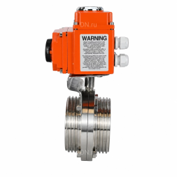 Затвор дисковый поворотный WBV3131E-2W-T-H Ду15 Ру10 резьбовой, корпус - пищевая нержавеющая сталь 304, уплотнение - EPDM, с электроприводом QT-N-003EM-O1-220VAC-У1 HARK