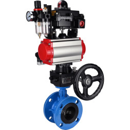 Затвор дисковый поворотный WBV1313E-2W-F-H Ду125 Ру16 фланцевый, корпус - чугун GGG40, диск - чугун GGG40, EPDM, с пневмоприводом PA-DA-130, пневмораспределителем 4M310-08 DC24V, БКВ APL-410N EX, ручным дублером MON1-250-T26-ISO и БПВ AFC2000