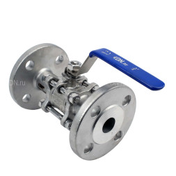 Кран шаровой BV3131P(3pc)-FP-F-H Ду50 Ру40, полнопроходной, трехсоставной, сталь 304, уплотнение - PTFE, фланцевый с рукояткой