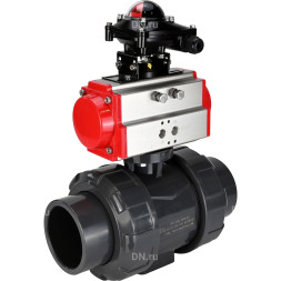 Кран шаровой BV4242E-FP-GRM-ISO Дн100 Ру10 полнопроходной, корпус - НПВХ, шар - НПВХ, уплотнение - EPDM, с пневмоприводом PA-SA-083 и БКВ APL-210N