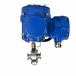 Затвор дисковый поворотный WBV3131S-2W-C-H Ду15 Ру10 кламповый, корпус - пищевая нержавеющая сталь 304, уплотнение - Silicon, с электроприводом QT-N-005M-O2-220VAC-У1 с моментной муфтой и штурвалом
