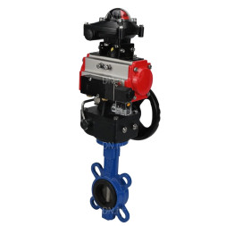 Затвор дисковый поворотный WBV1432E-2W-Fb-H Ду50 Ру16, корпус - чугун GGG50, диск - нержавеющая сталь 316L, уплотнение - EPDM, с пневмоприводом PA-DA-065, пневмораспределителем 4M310-08 DC24V, БКВ APL-210N, ручным дублером MON1-250-T26-ISO