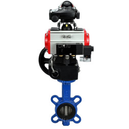 Затвор дисковый поворотный WBV1432E-2W-Fb-H Ду50 Ру16, корпус - чугун GGG50, диск - нержавеющая сталь 316L, уплотнение - EPDM, с пневмоприводом PA-DA-065, пневмораспределителем 4M310-08 DC24V, БКВ APL-210N, ручным дублером MON1-250-T26-ISO