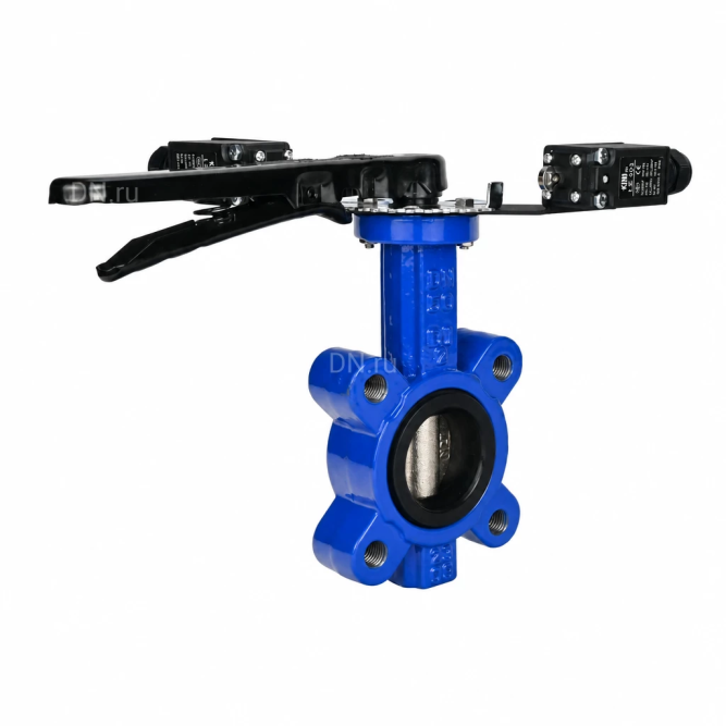 Затвор дисковый поворотный WBV1616E-2W-Fb-H Ду150 Ру16 LUG межфланцевый, корпус - чугун QT450, диск - чугун QT450, уплотнение - EPDM, с рукояткой и двумя концевыми датчиками LS-103 250В в Барнауле