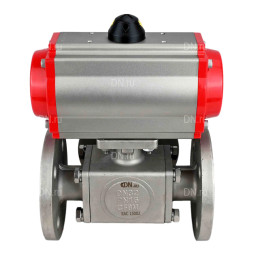 Кран шаровой BV3232P(4pc)-FP-3WL-F Ду40 Ру16 полнопроходной трехходовой, фланцевый, корпус - нержавеющая сталь SS316, с пневмоприводом PA-DA-065 двойного действия и пневмораспределителем 4M310-08 AC220V