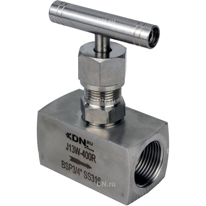 Клапан игольчатый VN3232M-T-Ht 3/4″ Ду20 Ру400 резьбовой, корпус - нержавеющая сталь 316, уплотнение - металл, с Т-образной рукояткой в Барнауле