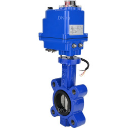 Затвор дисковый поворотный WBV1631N-2W-Fb-H Ду50 Ру16 LUG межфланцевый, корпус - чугун QT450, диск - нержавеющая сталь AISI 304, уплотнение - NBR, с электроприводом QT-N-003EM-O1-12VDC-У1 blue 12В