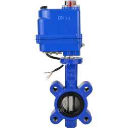 Затвор дисковый поворотный WBV1631N-2W-Fb-H Ду50 Ру16 LUG межфланцевый, корпус - чугун QT450, диск - нержавеющая сталь AISI 304, уплотнение - NBR, с электроприводом QT-N-003EM-O1-12VDC-У1 blue 12В