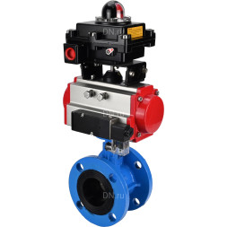 Затвор дисковый поворотный WBV1313E-2W-F-H Ду125 Ру16 фланцевый, корпус - чугун GGG40, диск - чугун GGG40, уплотнение - EPDM, с пневмоприводом PA-DA-130, пневмораспределителем 4M310-08 AC220V и БКВ APL-410N EX