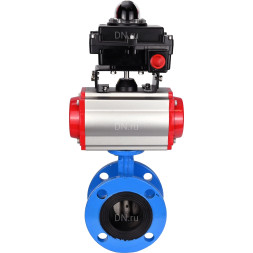 Затвор дисковый поворотный WBV1313E-2W-F-H Ду125 Ру16 фланцевый, корпус - чугун GGG40, диск - чугун GGG40, уплотнение - EPDM, с пневмоприводом PA-DA-130, пневмораспределителем 4M310-08 AC220V и БКВ APL-410N EX