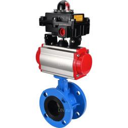 Затвор дисковый поворотный WBV1313E-2W-F-H Ду125 Ру16 фланцевый, корпус - чугун GGG40, диск - чугун GGG40, уплотнение - EPDM, с пневмоприводом PA-DA-130, пневмораспределителем 4M310-08 AC220V и БКВ APL-410N EX