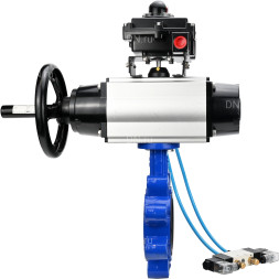 Затвор дисковый поворотный WBV1631E-2W-Fb-H Ду150 Ру16 LUG корпус - чугун QT450, диск - нержавеющая сталь 304, уплотнение - EPDM, с пневмоприводом PA-DA-105-1, пневмораспределителем 4V320-10 AC220V и БКВ APL-410N EX