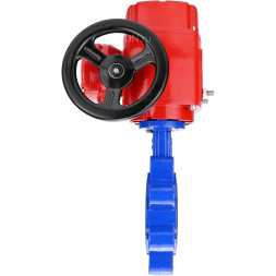 Затвор дисковый поворотный WBV1631N-2W-Fb-H Ду50 Ру16 LUG межфланцевый, корпус - чугун QT450, диск - нержавеющая сталь AISI 304, уплотнение - NBR, с электроприводом QT-EX-005M-O2-220VAC-У1 с моментной муфтой и штурвалом
