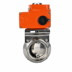 Затвор дисковый поворотный WBV3131E-2W-T-H Ду32 Ру10 резьбовой, корпус - пищевая нержавеющая сталь 304, уплотнение - EPDM, с электроприводом QT-N-003EM-O1-220VAC-У1 HARK
