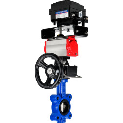 Затвор дисковый поворотный WBV1616E-2W-Fb-H Ду125 Ру16 LUG корпус - чугун QT450, диск - чугун QT450, уплотнение - EPDM, с пневмоприводом PA-DA-105, редуктором MON3-700-T38-ISO и позиционером YT-1000RSN без обратной связи