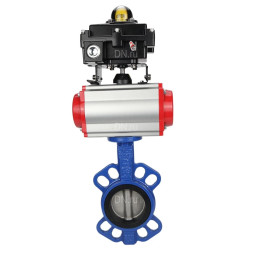 Затвор дисковый поворотный WBV1413E-2W-Fb-H Ду150 Ру16, корпус - чугун GGG50, диск - чугун GGG40, уплотнение - EPDM, с пневмоприводом PA-DA-105 двойного действия, пневмораспределителем 4M310-08 DC24V, БКВ APL-410N EX