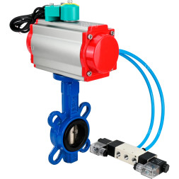 Затвор дисковый поворотный WBV1413E-2W-Fb-H Ду150 Ру16 корпус - чугун GGG50, диск - чугун GGG40, уплотнение - EPDM, с пневмоприводом PA-DA-105, пневмораспределителем 4V320-08 AC220V и магнитным переключателем ALS200D