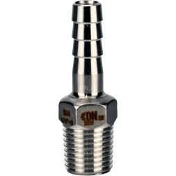 Штуцер елочка BF31-T-3/4-25 3/4″х25мм Ду20 Ру16 шланговый, корпус - нержавеющая сталь AISI 304 (CF8), присоединение - наружная резьба/штуцер