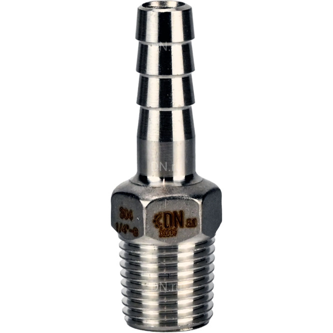 Штуцер елочка BF31-T-3/4-25 3/4″х25мм Ду20 Ру16 шланговый, корпус - нержавеющая сталь AISI 304 (CF8), присоединение - наружная резьба/штуцер в Барнауле
