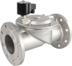 Клапан электромагнитный VS631-VF-NC-24VDC Ду100 Ру10, соленоидный двухходовой, корпус - нержавеющая сталь 304, уплотнение - Viton, фланцевый, нормально-закрытый, пилотный, катушка - 24В DAR