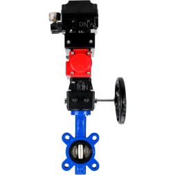 Затвор дисковый поворотный WBV1616E-2W-Fb-H Ду150 Ру16 LUG корпус - чугун QT450, диск - чугун QT450, уплотнение - EPDM, с пневмоприводом PA-DA-105, редуктором MON3-700-T38-ISO и позиционером YT-1000RSN без обратной связи