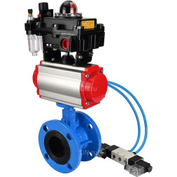Затвор дисковый поворотный WBV1313E-2W-F-H Ду125 Ру16 фланцевый, корпус - чугун GGG40, диск - чугун GGG40, EPDM, с пневмоприводом PA-DA-130, пневмораспределителем 4V320-08 AC220V, БКВ APL-410N EX и БПВ AFC2000