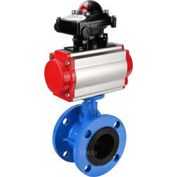 Затвор дисковый поворотный WBV1313E-2W-F-H Ду80 Ру16 фланцевый, корпус - чугун GGG40, диск - чугун GGG40, уплотнение - EPDM, с пневмоприводом PA-DA-105 и БКВ APL-210N