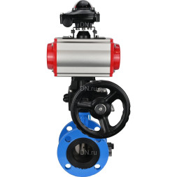 Затвор дисковый поворотный WBV1313E-2W-F-H Ду65 Ру16 фланцевый чугун GGG40, диск - чугун GGG40, EPDM, с пневмоприводом PA-DA-105, пневмораспределителем 4V320-10 AC220V, БКВ APL-210N и ручным дублером MON1-250-T26-ISO