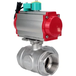Кран шаровой BV3232P(4pc)-SP-3WL-T-ISO-H Ду40 Ру63 стандартнопроходной L-тип, внутренняя резьба, корпус - нержавеющая сталь 316, уплотнение - PTFE, пневмопривод PA-DA-065, пневмораспределитель 4M310-08 AC220V и магнитным переключателем ALS200D