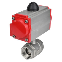 Кран шаровой BV3232P(2pc)-FP-T-ISO-H Ду10 Ру63 полнопроходной двухходовой, нержавеющая сталь 316, внутренняя резьба, уплотнение - PTFE, с пневмоприводом двойного действия PA-DA-052
