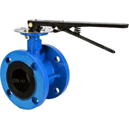 Затвор дисковый поворотный WBV1313E-2W-F-H Ду125 Ру16 фланцевый, корпус - чугун GGG40, диск - чугун GGG40, уплотнение - EPDM, с рукояткой, с ISO-фланцем F07, квадрат штока 14х14