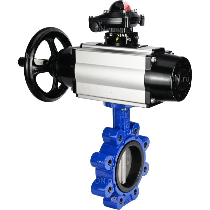 Затвор дисковый поворотный WBV1631E-2W-Fb-H Ду125 Ру16 LUG корпус - чугун QT450, диск - нержавеющая сталь 304, уплотнение - EPDM, с пневмоприводом PA-DA-105-1 и БКВ APL-210N в Барнауле