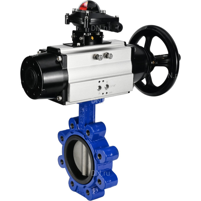 Затвор дисковый поворотный WBV1631E-2W-Fb-H Ду125 Ру16 LUG корпус - чугун QT450, диск - нержавеющая сталь 304, уплотнение - EPDM, с пневмоприводом PA-DA-105-1 и БКВ APL-210N в Барнауле