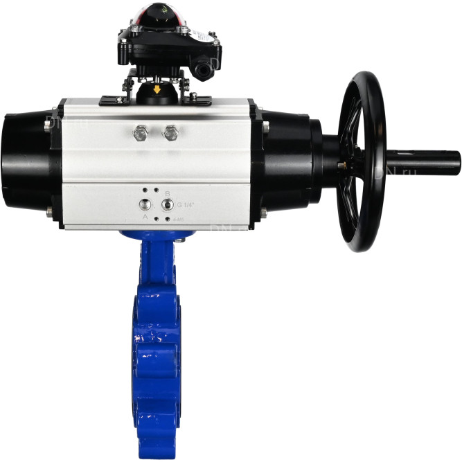 Затвор дисковый поворотный WBV1631E-2W-Fb-H Ду125 Ру16 LUG корпус - чугун QT450, диск - нержавеющая сталь 304, уплотнение - EPDM, с пневмоприводом PA-DA-105-1 и БКВ APL-210N в Барнауле