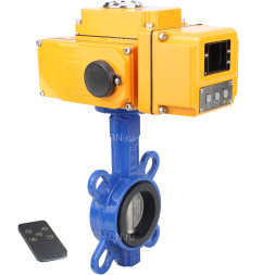 Затвор дисковый поворотный WBV1432E-2W-Fb-H Ду100 Ру16, корпус - чугун GGG50, диск - нержавеющая сталь 316L, уплотнение - EPDM, с электроприводом QT-N-010EM-B1-220VAC-У1 220В (0-10В) HARK