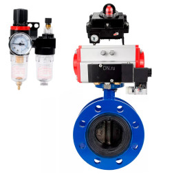 Затвор дисковый поворотный WBV1331E-2W-F-R Ду250 Ру16 фланцевый, корпус - чугун GGG40, диск - нержавеющая сталь 304, EPDM, с пневмоприводом PA-DA-210, пневмораспределителем 4M310-08 AC220V, БКВ APL-410N EX и БПВ AFC2000