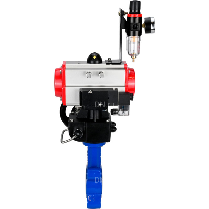 Затвор дисковый поворотный WBV1616E-2W-Fb-H Ду80 Ру16 LUG корпус - чугун QT450, диск - чугун QT450, уплотнение - EPDM, с пневмоприводом PA-DA-083, пневмораспределителем 4M310-08 DC24V, дублером MON2-450-T28-ISO и БПВ AFC2000 в Барнауле