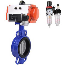 Затвор дисковый поворотный WBV1132N-2W-Fb-H Ду125 Ру16, корпус - чугун GG25, диск - нержавеющая сталь 316L, уплотнение - NBR, с пневмоприводом PA-SA-140, пневмораспределителем 4M320-08 AC220V и БПВ AFC2000