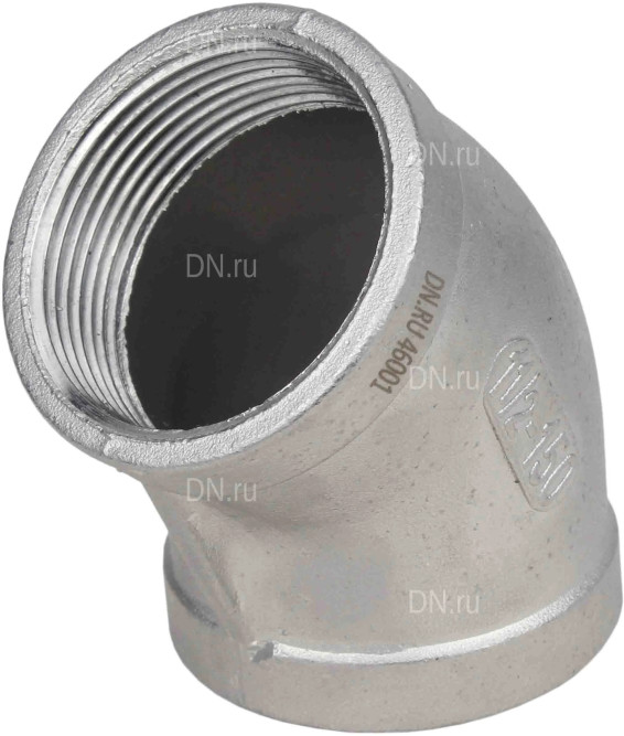 Отвод (полуотвод) ВР-ВР-316 3/4″ Ду20 Ру16 угол 45°, корпус - нержавеющая сталь 316, присоединение - внутренняя / внутренняя резьба в Барнауле