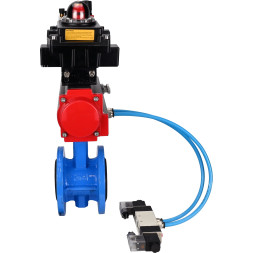 Затвор дисковый поворотный WBV1313E-2W-F-H Ду50 Ру16 фланцевый, корпус - чугун GGG40, диск - чугун GGG40, EPDM, с пневмоприводом PA-DA-105, пневмораспределителем 4V320-08 AC220V, БКВ APL-410N EX и БПВ AFC2000