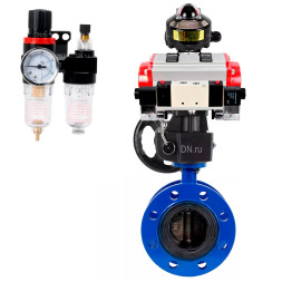 Затвор дисковый поворотный WBV1331E-2W-F-H Ду50 Ру16 фланцевый, чугун GGG40/нержавеющая сталь 304, EPDM, с пневмоприводом PA-DA-105, пневмораспределителем 4V320-10 AC220V, БКВ APL-510N EX, ручным дублером MON3-700-T38-ISO и БПВ AFC2000