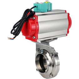 Затвор дисковый поворотный WBV3131E-2W-W-H Ду32 Ру10 под приварку, пищевая нержавеющая сталь 304, уплотнение - EPDM, с пневмоприводом PA-DA-052 и магнитным переключателем ALS200D