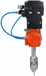 Затвор дисковый поворотный WBV3232N-2W-Fb-H Ду250 Ру16, корпус - нержавеющая сталь 316L, диск - нержавеющая сталь 316L, уплотнение - NBR, с пневмоприводом PA-DA-140 и с электропневматическим поворотным позиционером YT-1000RSN без обратной связи