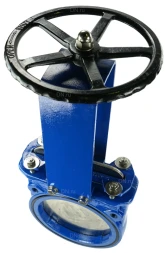 Задвижка шиберная GVKN1331N-2W-Fb-S Ду250 Ру10 двусторонняя, межфланцевая, шпиндель - невыдвижной, корпус - чугун GGG40, шибер - нержавеющая сталь 304, уплотнение - NBR, управление - штурвал