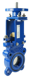 Задвижка шиберная GVKN1331N-2W-Fb-ISO Ду50 Ру16 двусторонняя, межфланцевая, шпиндель - невыдвижной, корпус - чугун GGG40, шибер - нержавеющая сталь 304, уплотнение - NBR, с ISO-фланцем и голым штоком, круглый шток 16, F10