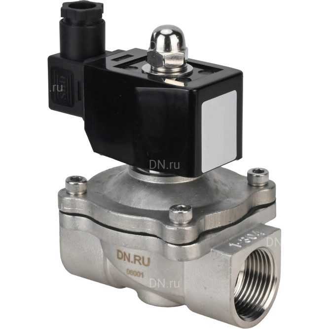 Клапан электромагнитный VS331-VT-NO-220VAC 3/8″ Ду10 Ру10, соленоидный двухходовой, корпус - нержавеющая сталь 304, уплотнение - Viton, резьбовой, нормально-открытый, прямого действия, катушка - 220В в Барнауле